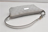 Authentic GUCCI Hand Bag Pouch Purse GG Canvas Leather 190393 Silver 5605F