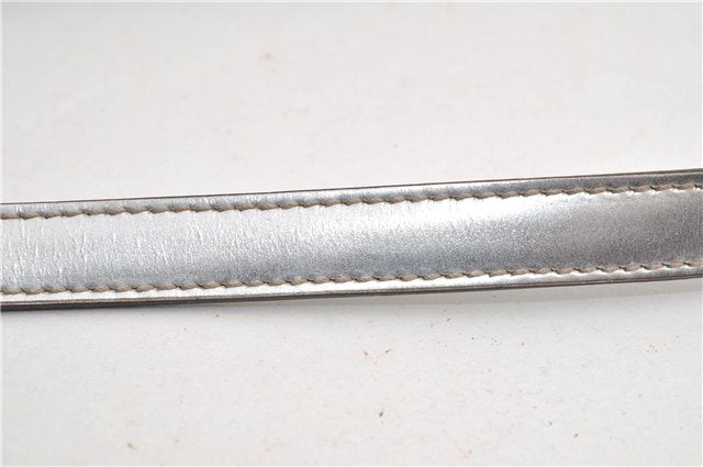 Authentic GUCCI Hand Bag Pouch Purse GG Canvas Leather 190393 Silver 5605F