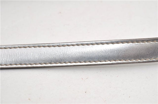 Authentic GUCCI Hand Bag Pouch Purse GG Canvas Leather 190393 Silver 5605F