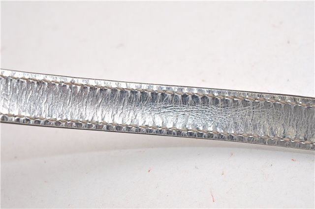 Authentic GUCCI Hand Bag Pouch Purse GG Canvas Leather 190393 Silver 5605F