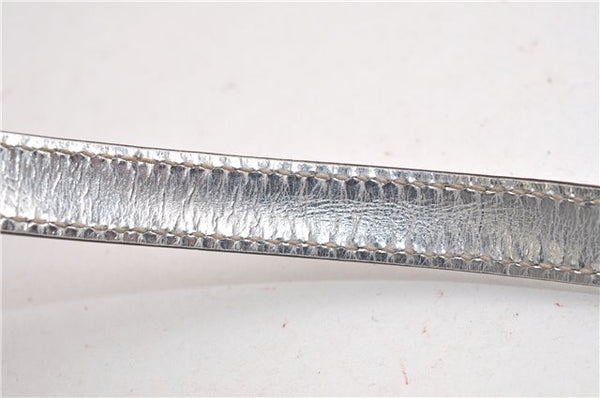 Authentic GUCCI Hand Bag Pouch Purse GG Canvas Leather 190393 Silver 5605F