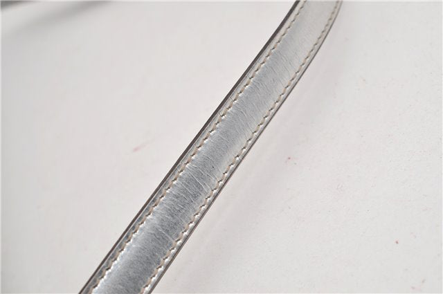 Authentic GUCCI Hand Bag Pouch Purse GG Canvas Leather 190393 Silver 5605F