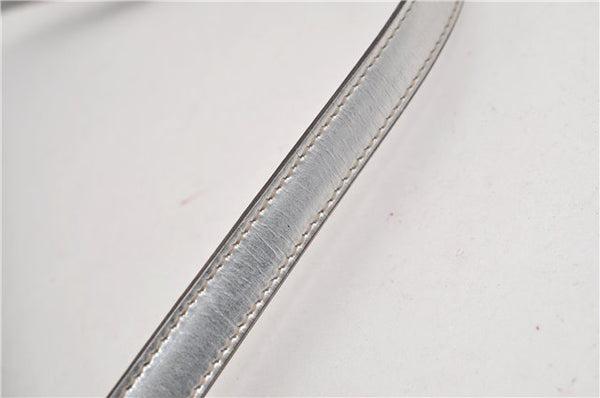 Authentic GUCCI Hand Bag Pouch Purse GG Canvas Leather 190393 Silver 5605F