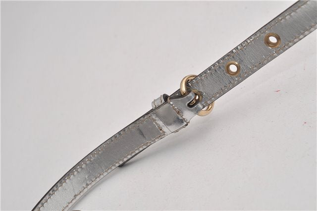 Authentic GUCCI Hand Bag Pouch Purse GG Canvas Leather 190393 Silver 5605F