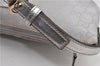 Authentic GUCCI Hand Bag Pouch Purse GG Canvas Leather 190393 Silver 5605F