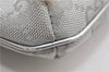 Authentic GUCCI Hand Bag Pouch Purse GG Canvas Leather 190393 Silver 5605F