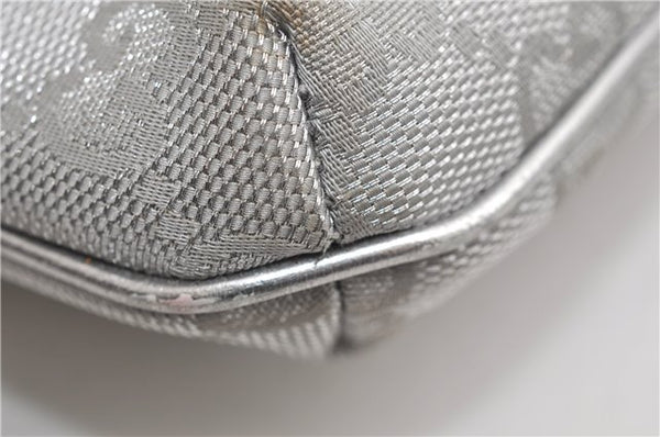 Authentic GUCCI Hand Bag Pouch Purse GG Canvas Leather 190393 Silver 5605F