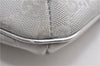 Authentic GUCCI Hand Bag Pouch Purse GG Canvas Leather 190393 Silver 5605F
