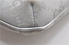 Authentic GUCCI Hand Bag Pouch Purse GG Canvas Leather 190393 Silver 5605F