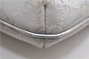 Authentic GUCCI Hand Bag Pouch Purse GG Canvas Leather 190393 Silver 5605F