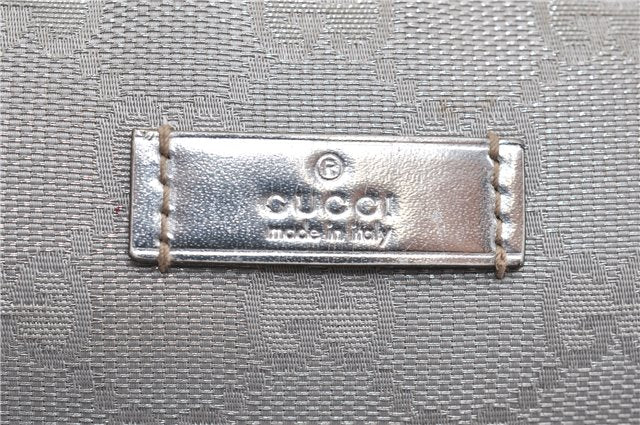 Authentic GUCCI Hand Bag Pouch Purse GG Canvas Leather 190393 Silver 5605F