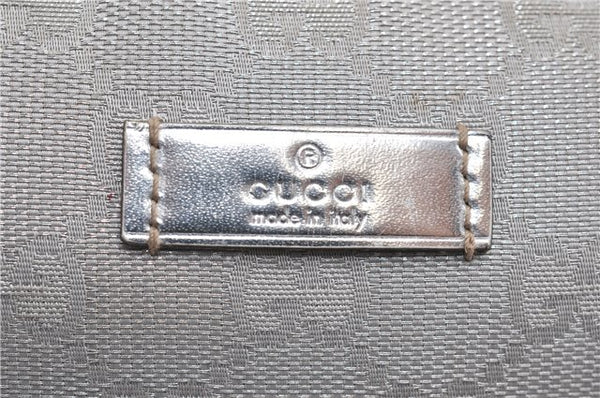 Authentic GUCCI Hand Bag Pouch Purse GG Canvas Leather 190393 Silver 5605F