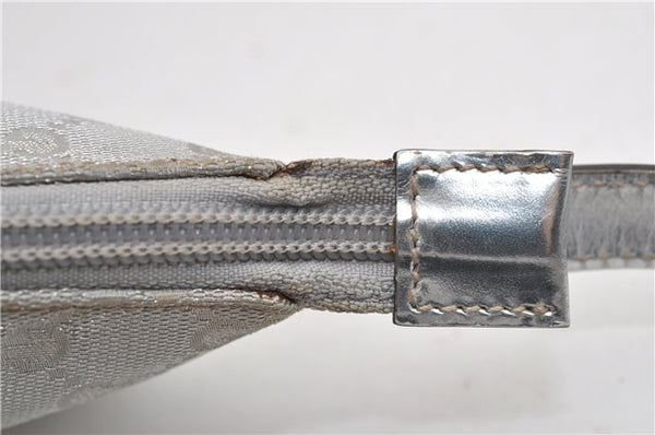 Authentic GUCCI Hand Bag Pouch Purse GG Canvas Leather 190393 Silver 5605F