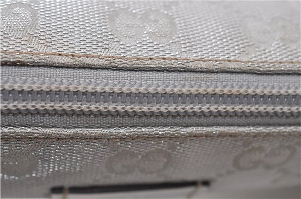 Authentic GUCCI Hand Bag Pouch Purse GG Canvas Leather 190393 Silver 5605F