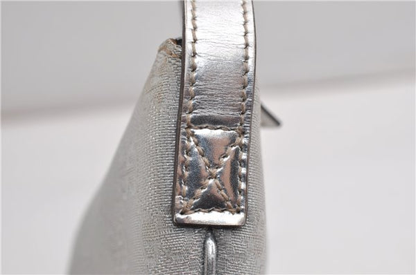 Authentic GUCCI Hand Bag Pouch Purse GG Canvas Leather 190393 Silver 5605F