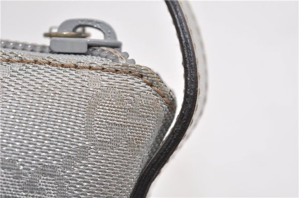 Authentic GUCCI Hand Bag Pouch Purse GG Canvas Leather 190393 Silver 5605F