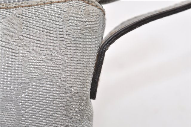 Authentic GUCCI Hand Bag Pouch Purse GG Canvas Leather 190393 Silver 5605F