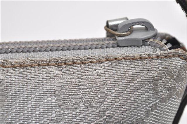 Authentic GUCCI Hand Bag Pouch Purse GG Canvas Leather 190393 Silver 5605F