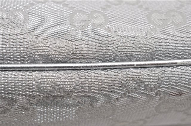 Authentic GUCCI Hand Bag Pouch Purse GG Canvas Leather 190393 Silver 5605F