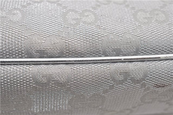 Authentic GUCCI Hand Bag Pouch Purse GG Canvas Leather 190393 Silver 5605F