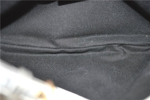 Authentic GUCCI Hand Bag Pouch Purse GG Canvas Leather 190393 Silver 5605F