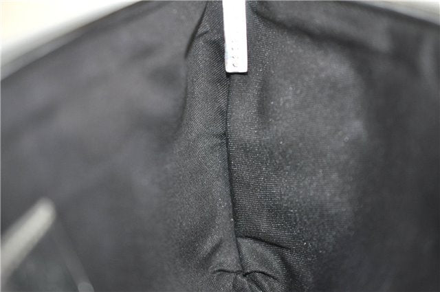 Authentic GUCCI Hand Bag Pouch Purse GG Canvas Leather 190393 Silver 5605F