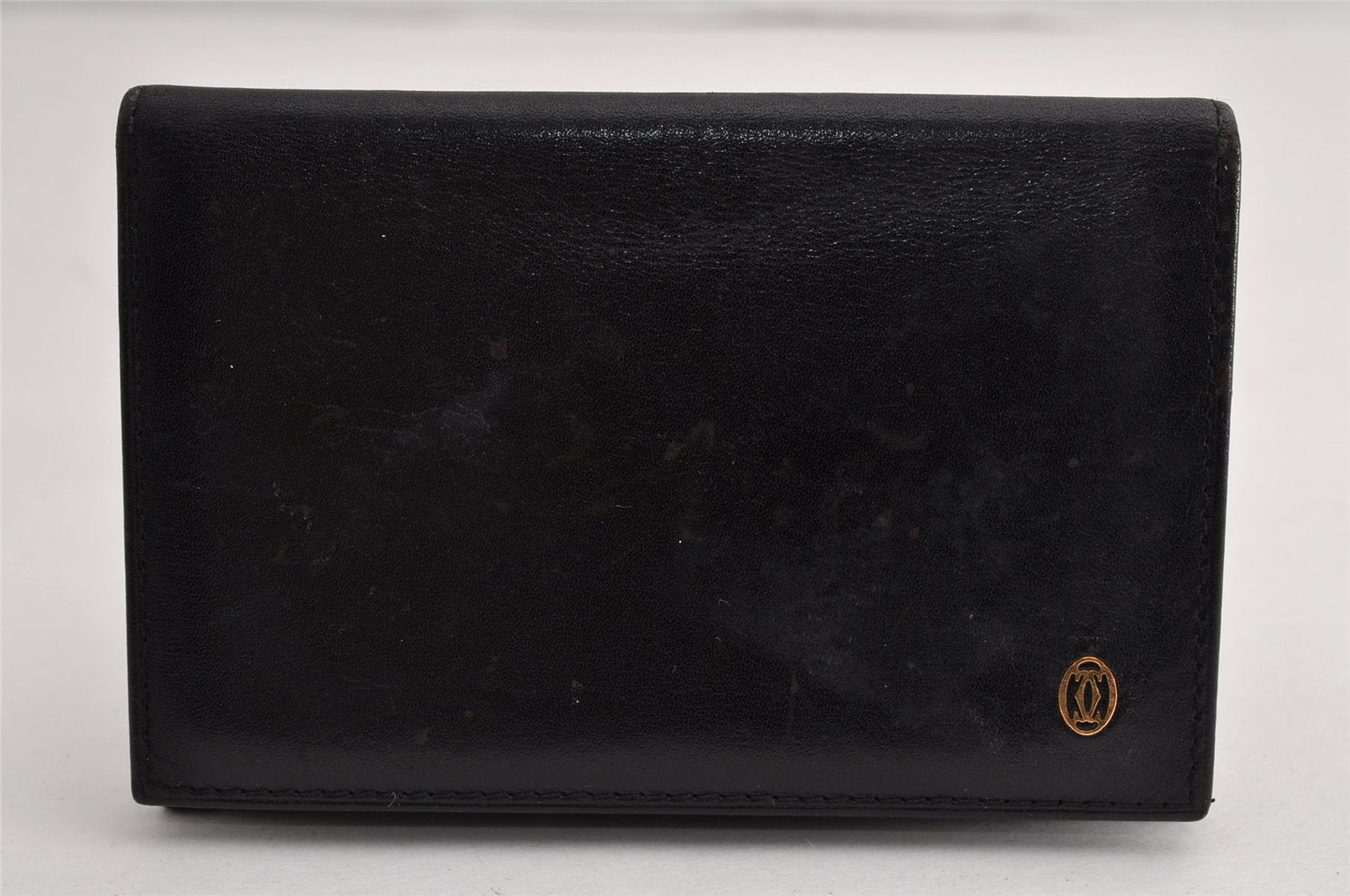 Authentic Cartier Pasha Vintage Card Pass Case Purse Leather Black 5605I