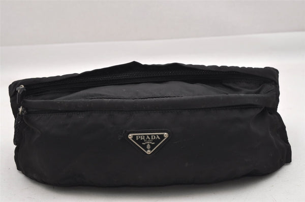 Authentic PRADA Vintage Nylon Tessuto Waist Body Bag Purse Black 5606I