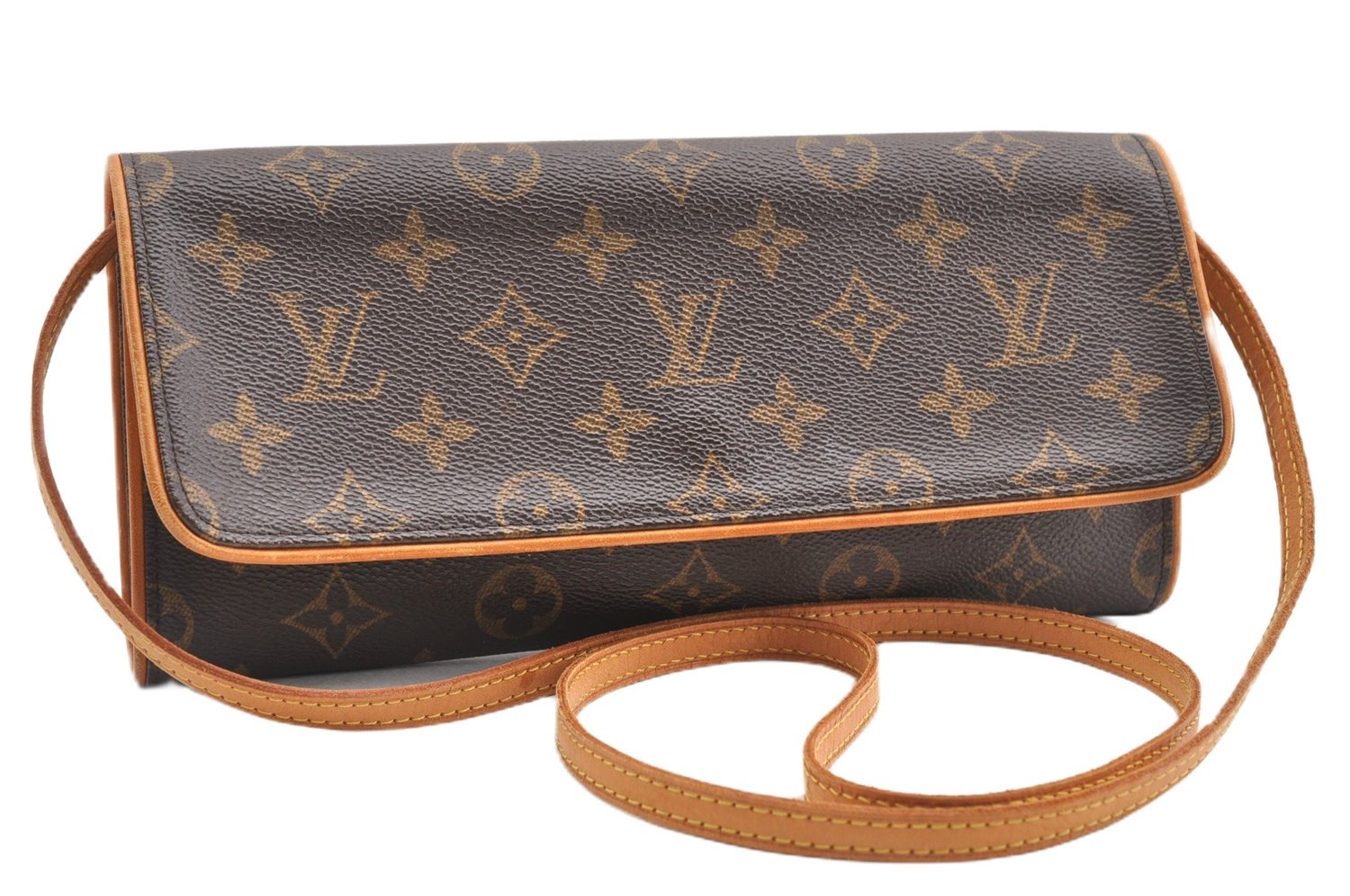 Authentic Louis Vuitton Monogram Pochette Twin GM Shoulder Bag M51852 LV 5609F