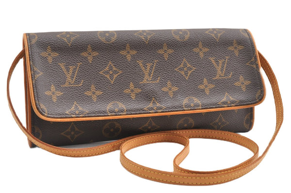 Authentic Louis Vuitton Monogram Pochette Twin GM Shoulder Bag M51852 LV 5609F