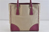 Authentic PRADA Shoulder Hand Bag Purse Canvas Leather Beige Purple 5610C