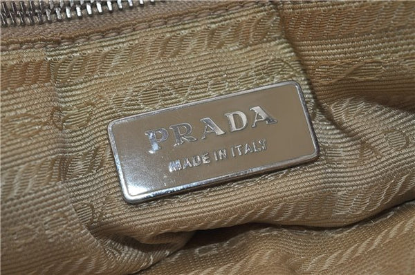 Authentic PRADA Shoulder Hand Bag Purse Canvas Leather Beige Purple 5610C