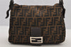 Authentic FENDI Zucca Mamma Baguette Shoulder Bag Canvas Leather Brown 5613I