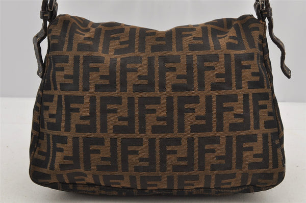 Authentic FENDI Zucca Mamma Baguette Shoulder Bag Canvas Leather Brown 5613I