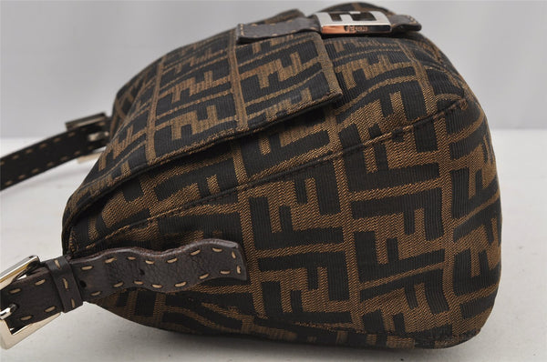 Authentic FENDI Zucca Mamma Baguette Shoulder Bag Canvas Leather Brown 5613I