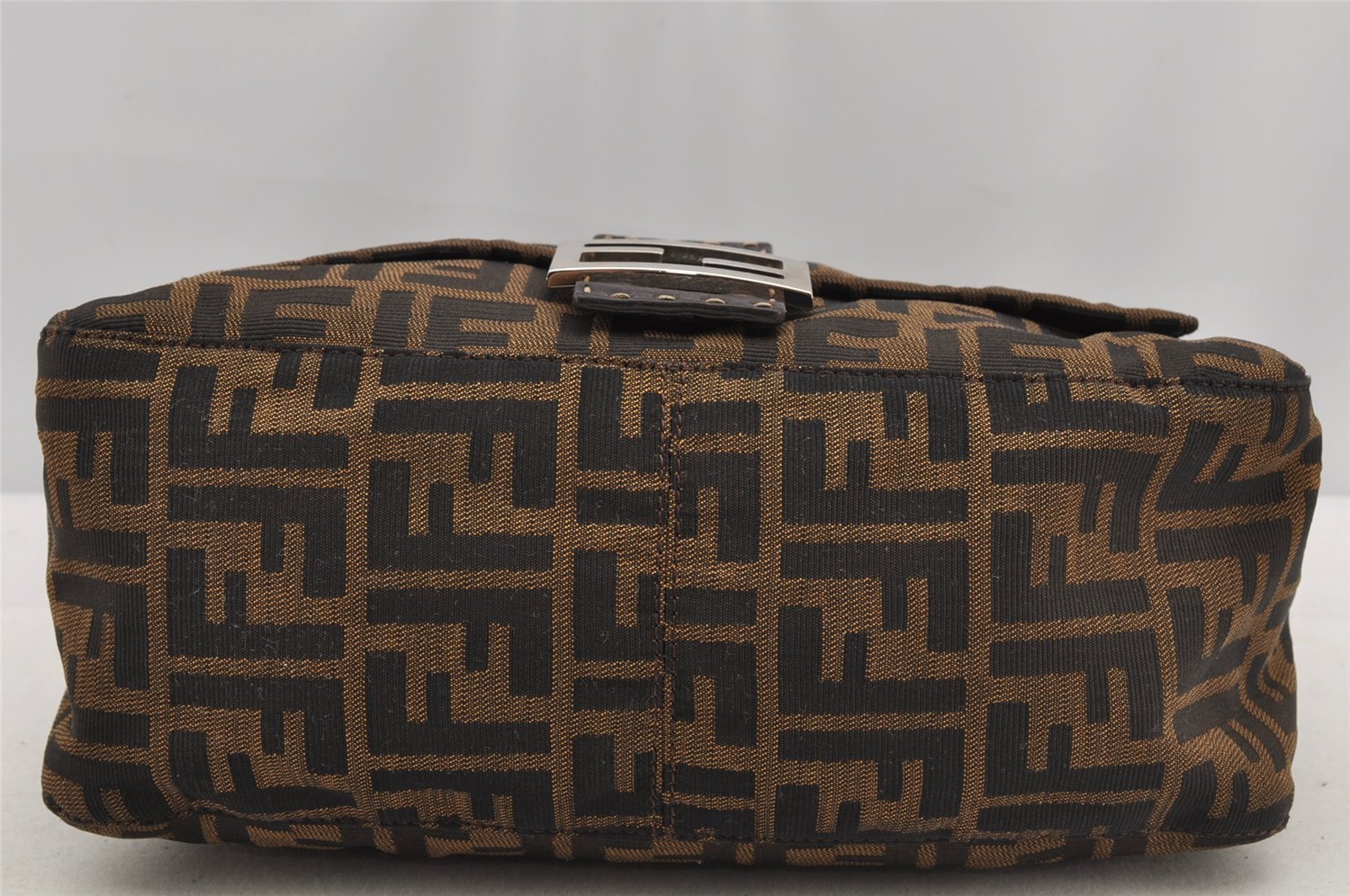 Authentic FENDI Zucca Mamma Baguette Shoulder Bag Canvas Leather Brown 5613I