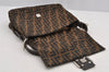 Authentic FENDI Zucca Mamma Baguette Shoulder Bag Canvas Leather Brown 5613I
