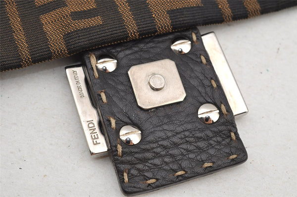 Authentic FENDI Zucca Mamma Baguette Shoulder Bag Canvas Leather Brown 5613I