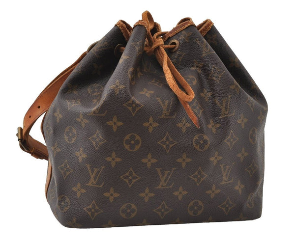 Authentic Louis Vuitton Monogram Petit Noe M42226 Shoulder Drawstring Bag 5615I