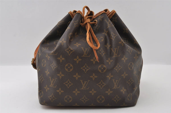 Authentic Louis Vuitton Monogram Petit Noe M42226 Shoulder Drawstring Bag 5615I