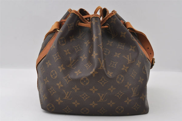 Authentic Louis Vuitton Monogram Petit Noe M42226 Shoulder Drawstring Bag 5615I