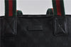 Authentic GUCCI Web Sherry Line Hand Bag GG Nylon Leather 131228 Black 5616C