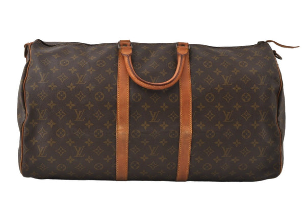 Auth Louis Vuitton Monogram Keepall Bandouliere 55 Old Model Boston Bag 5618I