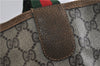 Authentic GUCCI Web Sherry Line Shoulder Tote Bag PVC Leather Brown 5620C