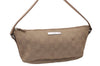 Authentic GUCCI Vintage Hand Bag Pouch Purse GG Canvas Leather 07198 Beige 5621I