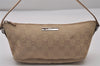 Authentic GUCCI Vintage Hand Bag Pouch Purse GG Canvas Leather 07198 Beige 5621I