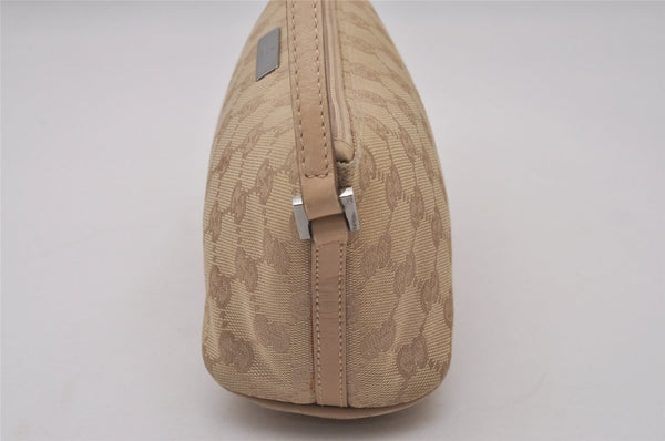 Authentic GUCCI Vintage Hand Bag Pouch Purse GG Canvas Leather 07198 Beige 5621I
