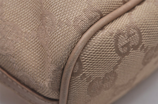 Authentic GUCCI Vintage Hand Bag Pouch Purse GG Canvas Leather 07198 Beige 5621I