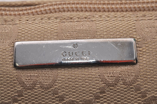 Authentic GUCCI Vintage Hand Bag Pouch Purse GG Canvas Leather 07198 Beige 5621I