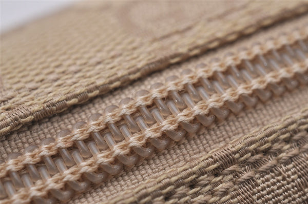 Authentic GUCCI Vintage Hand Bag Pouch Purse GG Canvas Leather 07198 Beige 5621I